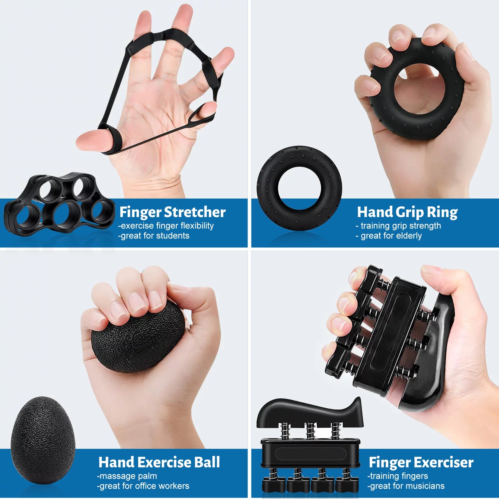 Hand Grip Strengthener 5-In-1, Adjustable Forearm Grip Strength Trainer for Finger Wrist